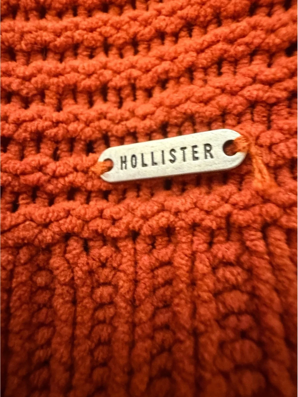 Hollister Burnt Orange Mock Neck Crop Sweater Size Small Cozy Knit